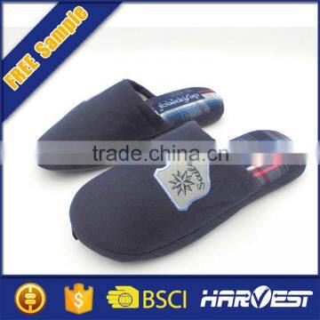 embroidered cotton fabric luxury indoor winter slippers, emboss cotton hotel slipper