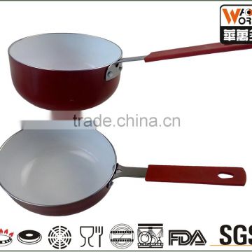 Aluminum ceramic sauce pan with color painting