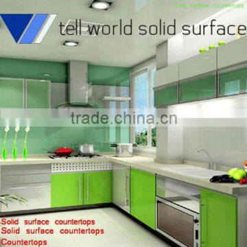 Modern acrylic solid-surface kitchen design,white high glossy kitchen countertop