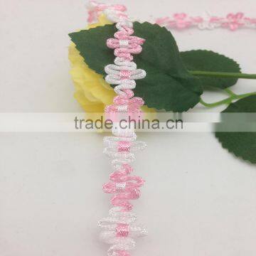 wenzhou kaiyuan pink color ribbon braid sewing flower lace trim