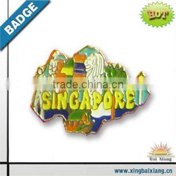 singapore print metal badge