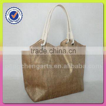 Tote handbag jute and cotton material shoulder bag style cotton handle