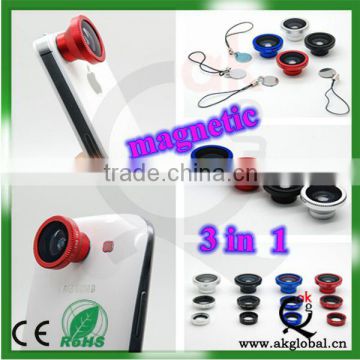 4colors Mobile Lens wide angle lens+macro lens+fisheye lens camera lens for phone