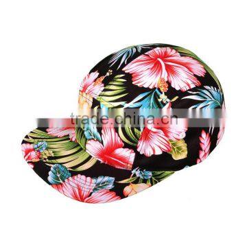 All Over Print Black Floral 5-Panel Camper Hats