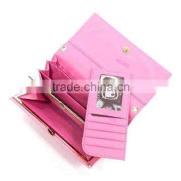 Guangzhou Factory Direct Trendy Style Bowknot Ornament Plain Color Ladies pu Leather Wallet photo-6