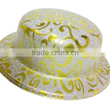 Popular novel glitter PVC round party hat for night clubs