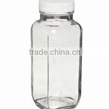 glass french square beverage bottle 8oz 10oz 16oz cold pressed juice bottles with lid                        
                                                                                Supplier's Choice