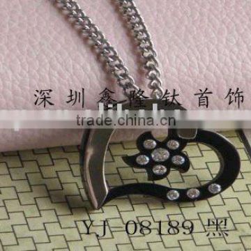 Heart-shaped Titanium pendant TC44(Black-plated)