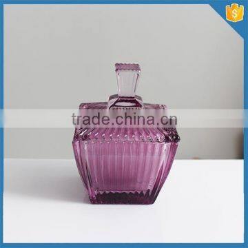 New Stype Votive Purple Ridge Mini Hurricane Glass Candle Jar photo-3