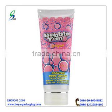 8fl.oz glossy plastic soft tubes used for body lotion with labelled logo