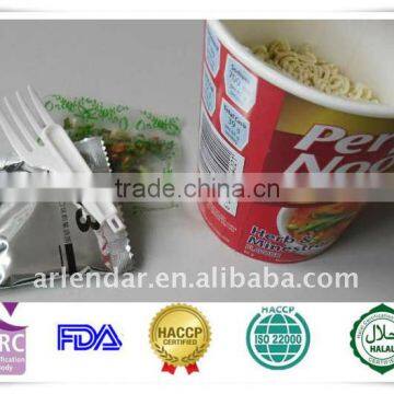 Halal instant noodles in cup and packs