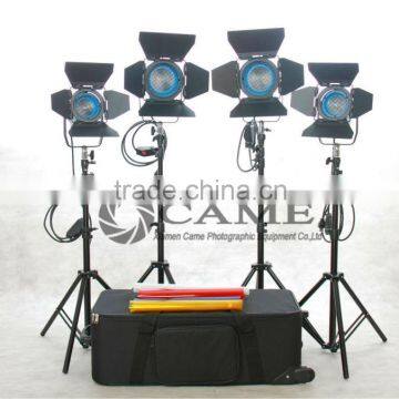 4pcs Lights (2x300W 1X650W 1X150W)Fresnel Tungsten Light KIT