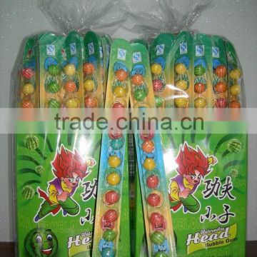 12ct watermelon bubble gum balls on paper ruler in display box(confectionery chewing gum candy)