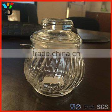 Cute Mini Style Transparent Container Inclinded Stripe Glass Canister With Lid