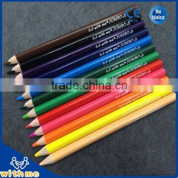 12pcs 7 inch jumbo triangular wooden color pencil