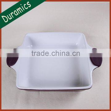 Silicone handle bake dish,turkey plate,ceramic bakeware