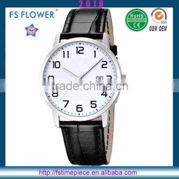 FS FLOWER - Mens 40mm Steel Watch Shining Oil Vintage Classic Leather Watch High Quality Quartz Watch Relojes De Mujer Hombre