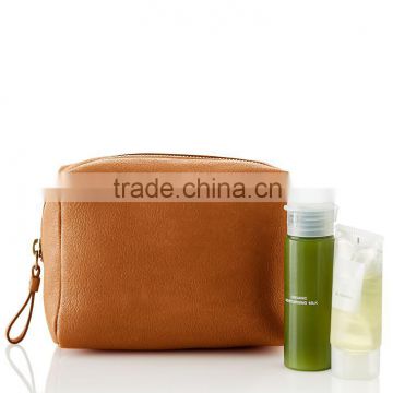 Leather travel Toiletry cosmetic pouch bag