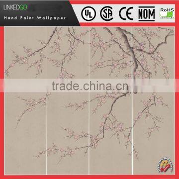 High Quality Chinese Hand-painted Silk Wallpaper for Hotel Home Interior Decoration photo-2
