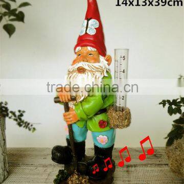 Resin sensor large garden dwarf statues rain gauge