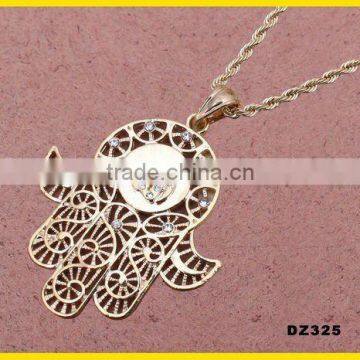 18k gold plated hand of fatima hamsa pendant turkey necklace Islamic jewelry