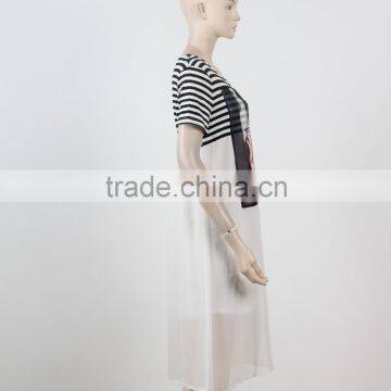 Woman Dresses New Summer 2016 Short Sleeve Shirt Dress Cotton Chiffon Fabric Fluqi Appare photo-2
