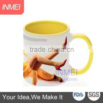 Yellow inner and handle color mug sublimation