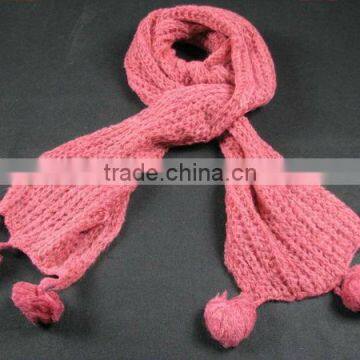 acrylic knit marl mohair pom pom scarf