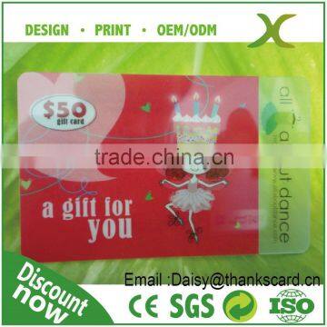 Free Design~~!!Plastic Transparent gift card/clear PVC gift card/Plastic gift cards