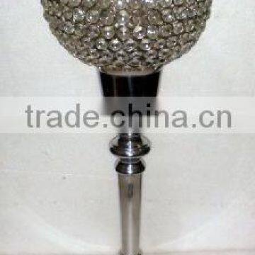 Aluminum,Iron & Glass Crystal Ball Shaped Votive Tealight T-Light Candle Holder