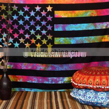 Large Cotton Tie & Dye American Flag Wall Art Hippie Boho Home Decorative Wall Hanging Tapestry photo-5
