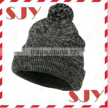 Custom plain black pom pom beanie hat