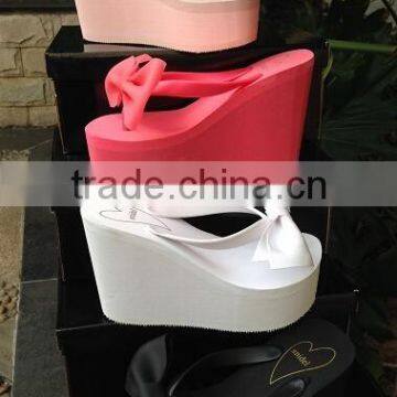 2015 Women's Fashion Bowknot Wedge Platform Thongs Flip Flops Sandals Shoes photo-2