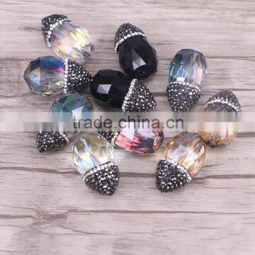 Colorful Crystal Glass Connectors, Pave Rhinestone Gemstone Beads For Jewelry Making