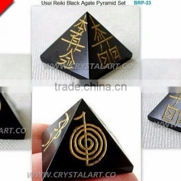 BLACK AGATE USUI REIKI PYRAMID SET