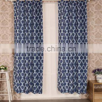 T/C Polyester and Cotton Fabric geometry chain Printed Curtain Panel Drapes Drapery