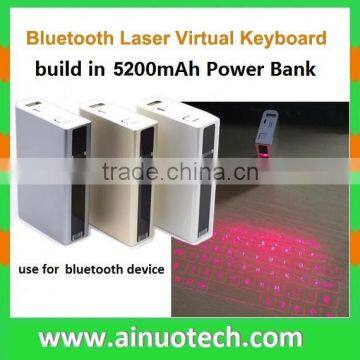 wireless virtual projection layout keyboard bluetooth laser keyboard and mouse with 5200mah power bank, speaker and music player