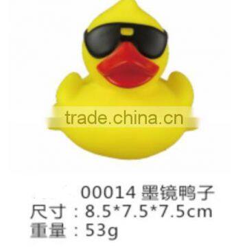 Yellow duck with sunglasses/big red mouth PVC rubber duck with glasses