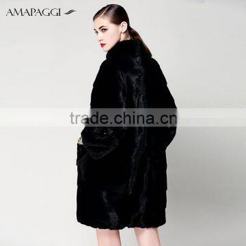 Hot Sale Plus Size Black Mink Fur Coat for Women photo-3
