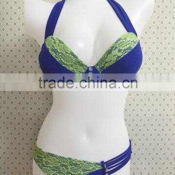 Hot sale women blue sexy beautiful crystal bikini swimwear swimsuit top quality