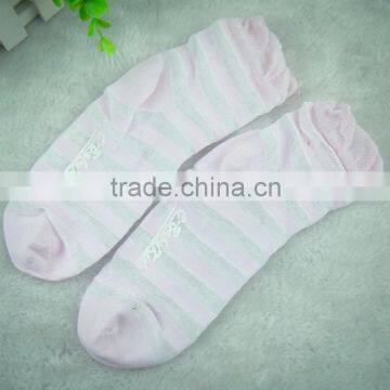 Factory Wholesale Custom Girl Stripe Pink Color Tight Ankle Socks Cotton With Logo New Product