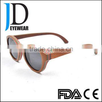 2016 Round Custom Logo Engraved Skateboard Wooden Sunglasses