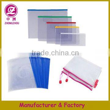 guangzhou supplier high quality pvc clear file bag with zipper