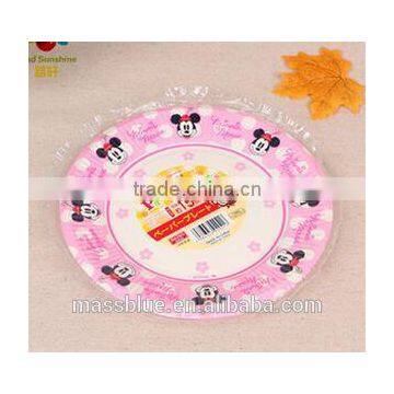 pink cartoon pattern paper plate