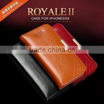 2016 Newest KALAIDENG Royale II series Genuine cow leather case magnetic cover for iPhone 5S SE