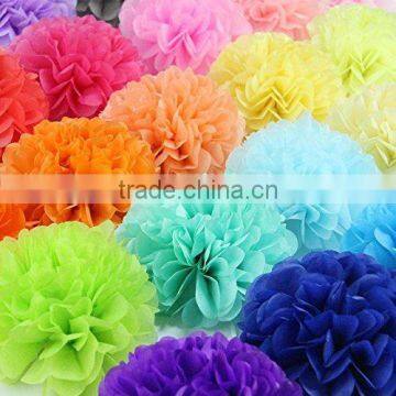 Red Peach Light blue Navy blue green Chocolate Ivory Orange Lavender Pink Yellow Purple Tissue Paper Decorative Flower Ball