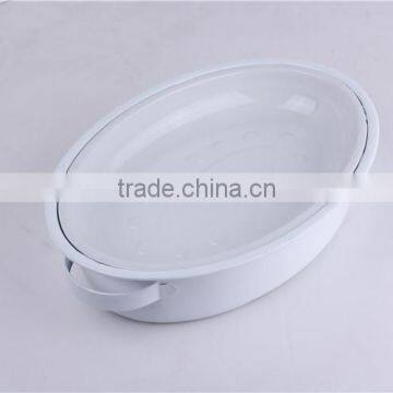 Chinese Black Enamel Oval Shallow Oven Baking Pan With Rack photo-3