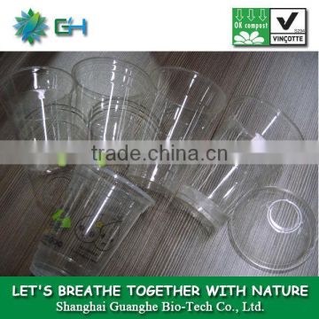 Transparent plastic cup with lid (not for hot liquid) 100% biodegradable PLA