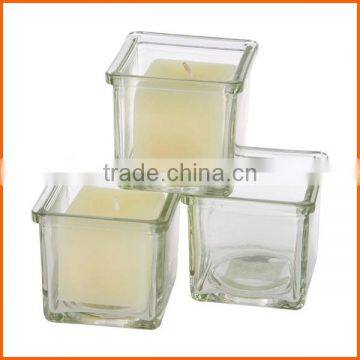 Hot selling promotional clear square glass candle holder