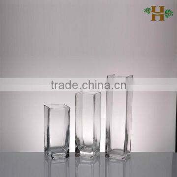 tall transparent centerpiece square glass vases,cheap clear square vases glass,tall square wedding glass vase